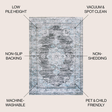 Bausch Bohemian Distressed Chenille Machine-washable Area Rug